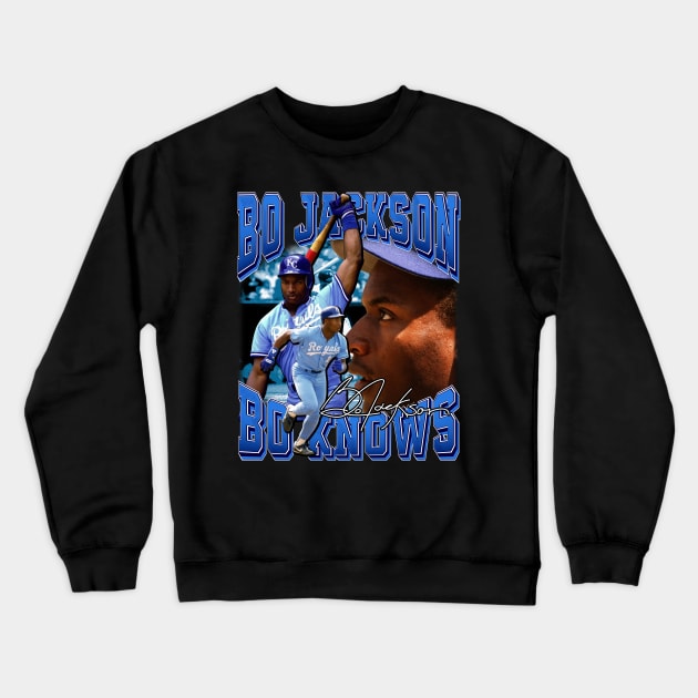 Bo Jackson Bo Knows Signature Vintage Legend Baseball Football Bootleg Rap Graphic Style Crewneck Sweatshirt by Koch Sean